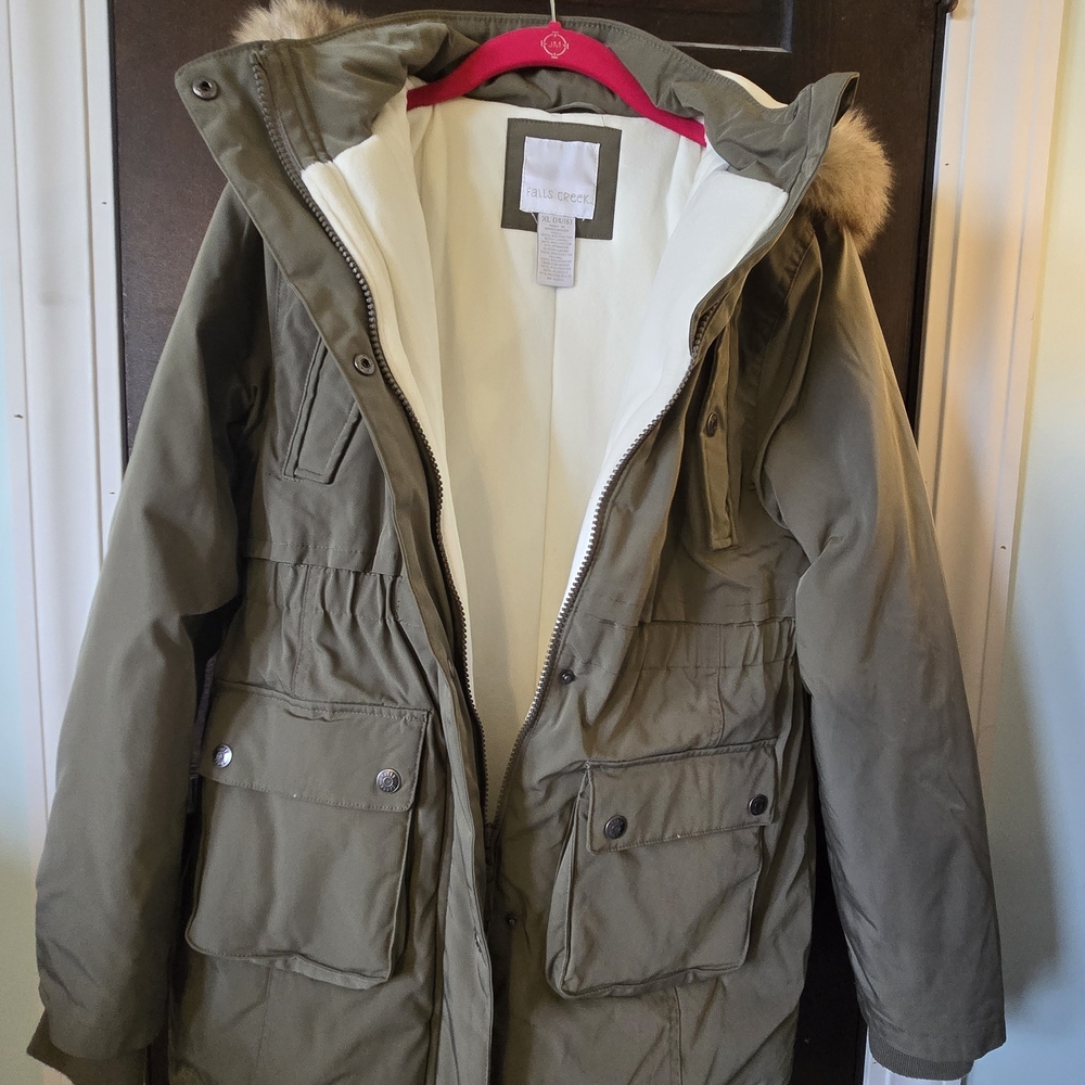 Falls Creek Women's Green Ski Jacket with Fur Hood